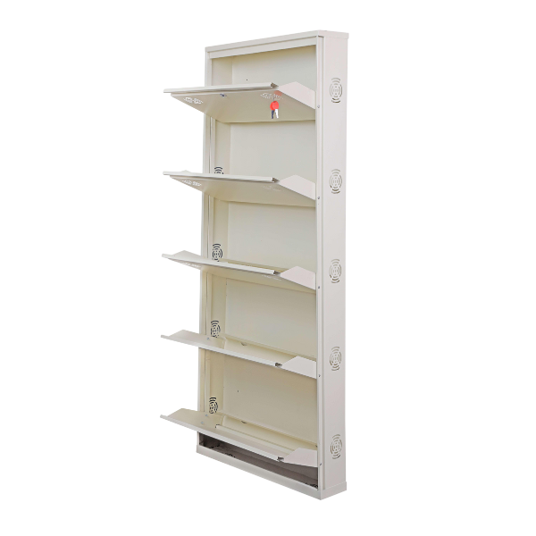 Mild Steel 02 Door Wall Mounted Shoe Rack (Ivory - 28 X 28 X 6 Inch), For