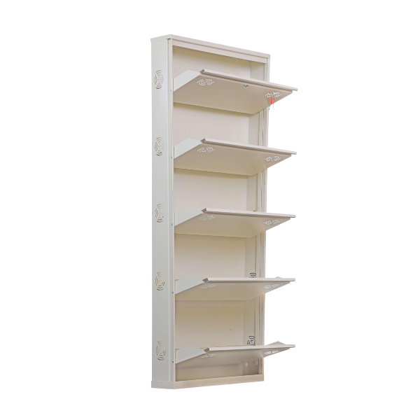 Mild Steel 02 Door Wall Mounted Shoe Rack (Ivory - 28 X 28 X 6 Inch), For