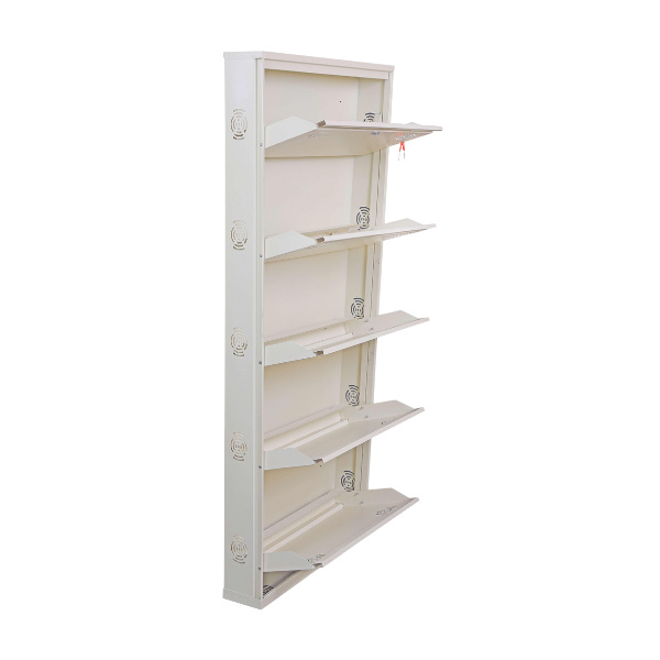 Mild Steel 02 Door Wall Mounted Shoe Rack (Ivory - 28 X 28 X 6 Inch), For